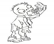 Coloriage zombie mange des friandises