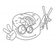 Coloriage sushi kawaii