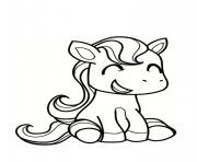 Coloriage poney souriant et cute