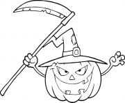 Coloriage citrouille halloween avec chapeau de sorciere