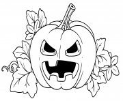 Coloriage citrouille halloween fachee couleur jaune