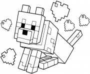 Coloriage chien minecraft avec des coeurs