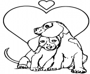 Coloriage deux chiens amoureux