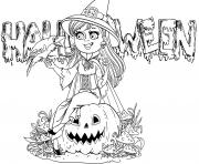 Coloriage sorciere texte halloween