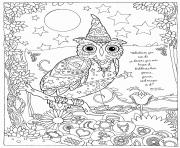 Coloriage hibou magique et puissant halloween