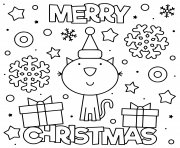 Coloriage chat mignon qui souhaite joyeux noel