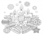 Coloriage chandelles et theme de noel boules