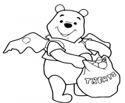 Coloriage winnie the pooh halloween recolte des bonbons