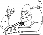 Coloriage pere noel en route pour la distribution des cadeaux