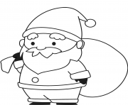 Coloriage pere noel et son sac de cadeaux