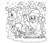 Coloriage pere noel et son renne Furie Prancer le plus puissant