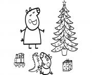 Coloriage la famille peppa pig 25 decembre noel