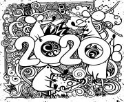 Coloriage bonne annee 2020