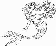 Coloriage sirene barbie dit bonjour