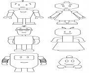 Coloriage cute robots famille