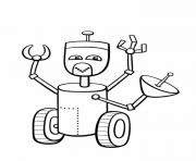 Coloriage robot avec un satelite