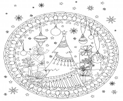 Coloriage arbres de noel decoration boites cadeaux