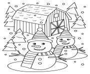 Coloriage monsieur et madame bonhomme de neige