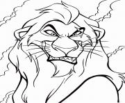 Coloriage Lion Scar assoifee de pouvoir et de vengeance