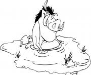 Coloriage pumba prend son bain