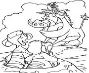 Coloriage timon sur pumba le phacochere