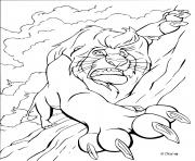 Coloriage mufasa de disney entrain de tomber