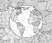 Coloriage la planete terre et son environnement