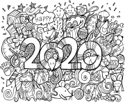 Coloriage bonne annee 2020 nouvel an lunaire de nombreuses souris