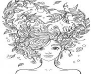 Coloriage fille 10 a 12 ans cheveux en fleurs