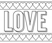 Coloriage Love Amour avec pleins de coeurs