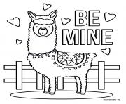 Coloriage Llama Be Mine Love