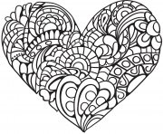 Coloriage zentangle coeur pour relaxer adulte