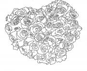 Coloriage belles roses fleurs coeur