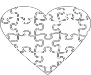 Coloriage coeur en forme de casse tete