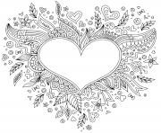 Coloriage joyeuse st valentin coeur avec des motifs