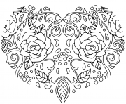 Coloriage coeur en forme de fleurs pour la journee de lamour