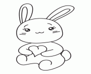 Coloriage petit lapin mignon avec un coeur