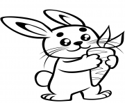 Coloriage adorable lapin avec une carotte