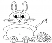 Coloriage lapin de paques avec des oeufs de paques pour peinturer