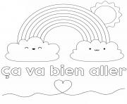 Coloriage Ca va bien aller avec nuage soleil et coeur