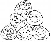 Coloriage emoji oeufs de paques avec des grimaces