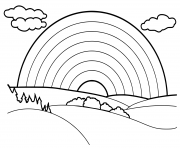 Coloriage arc en ciel beau paysage