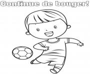 Coloriage cotinue de bouger en jouant au foot