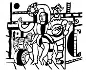 Coloriage fernand leger le chien sur la boule