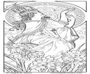 Coloriage femme style art nouveau