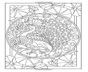 Coloriage style art nouveau paon