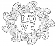 Coloriage love mandala coeur vagues