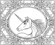 Coloriage licorne vintage mandala floral