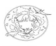 Coloriage mandala simple dinosaures pour enfants