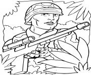 Coloriage soldat de guerre dans la foret